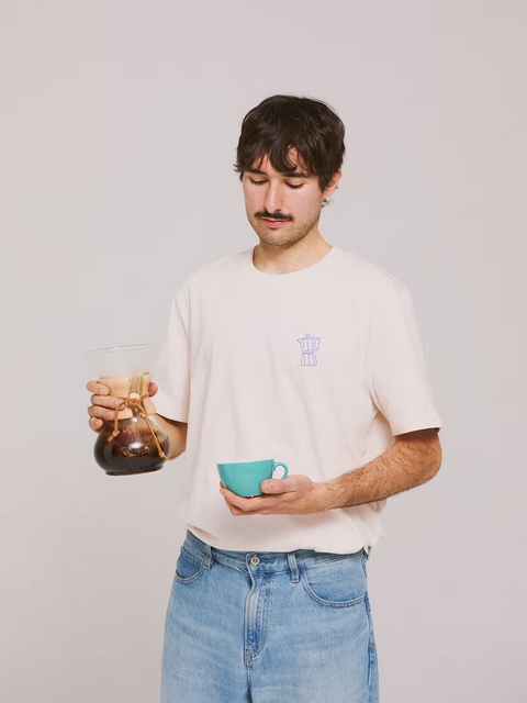 T-Shirt Caffeine And Laziness Club Niebieska